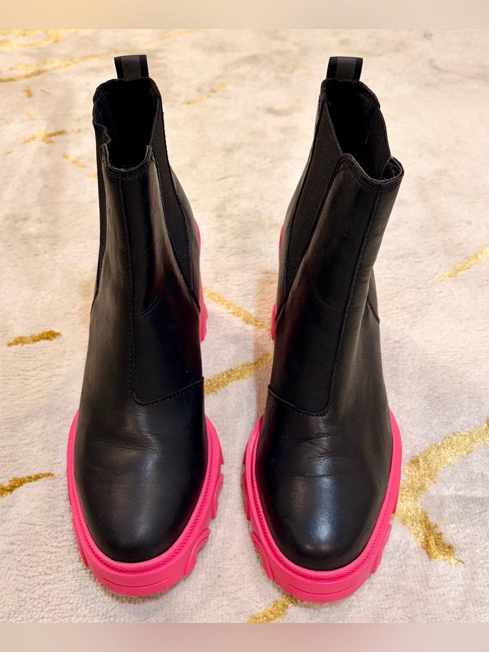 SOREL Women's Brex Heel Chelsea Boots Black/Hot Pink Size 9.5
